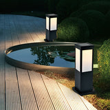 Modern Industrial Square Solar Landscape Path Lights Waterproof LED Outdoor Garden Lighting
