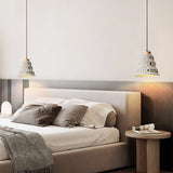 Modern Industrial Stone Bell Pendant Light with Wood and Cement Texture for Kitchen Island