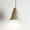 Modern Industrial Stone Bell Pendant Light with Wood and Cement Texture for Kitchen Island