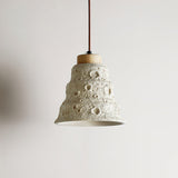 Modern Industrial Stone Bell Pendant Light with Wood and Cement Texture for Kitchen Island