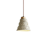 Modern Industrial Stone Bell Pendant Light with Wood and Cement Texture for Kitchen Island