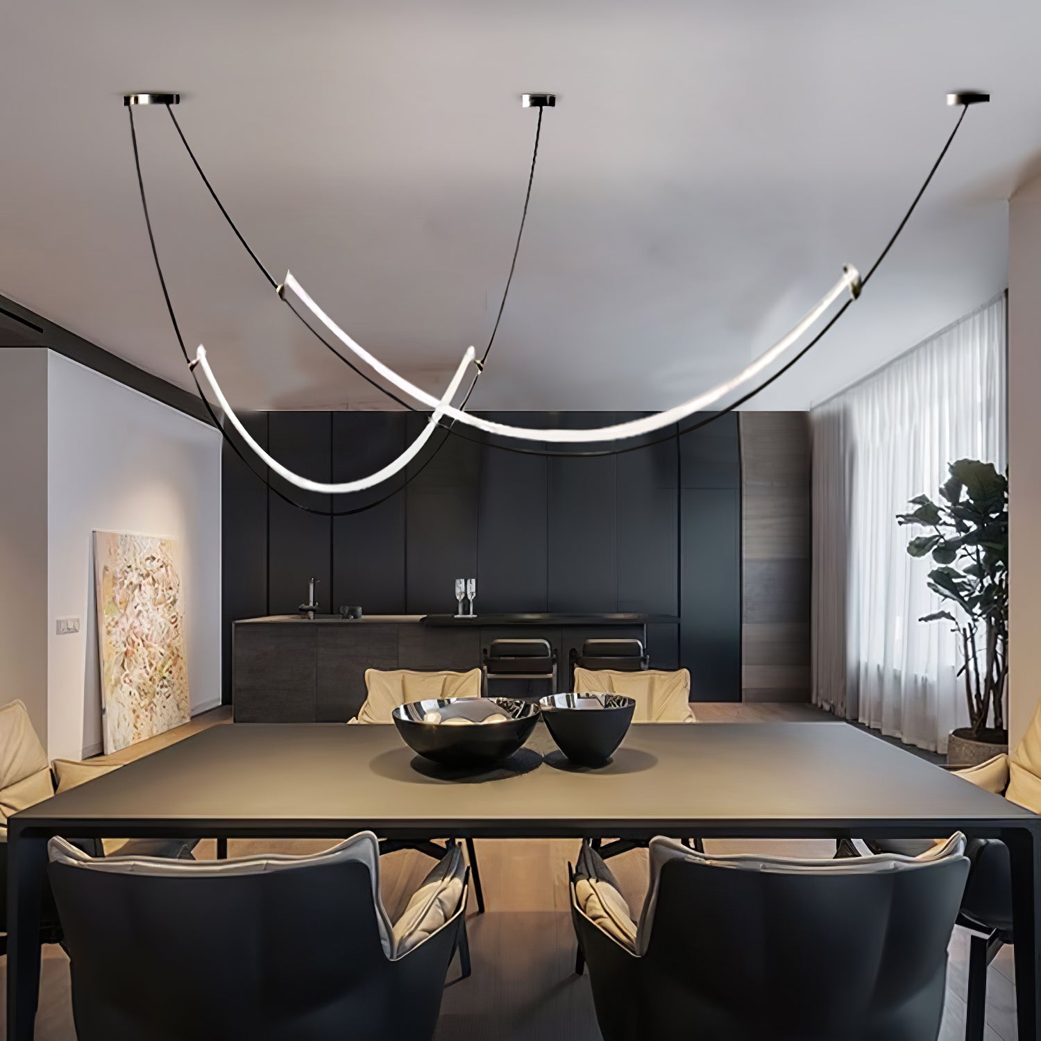 Modern Integrated LED Neon Pendant Lamp Minimalist Circular Ceiling Light Fixture
