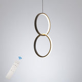 Modern Interlocking Double Ring LED Pendant Light for Living Room and Bedroom Adjustable Height