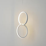 Modern Interlocking Double Ring LED Pendant Light for Living Room and Bedroom Adjustable Height