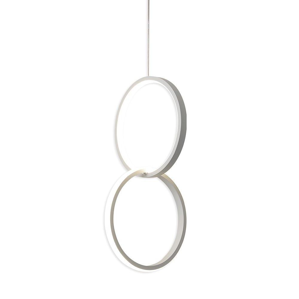 Modern Interlocking Double Ring LED Pendant Light for Living Room and Bedroom Adjustable Height