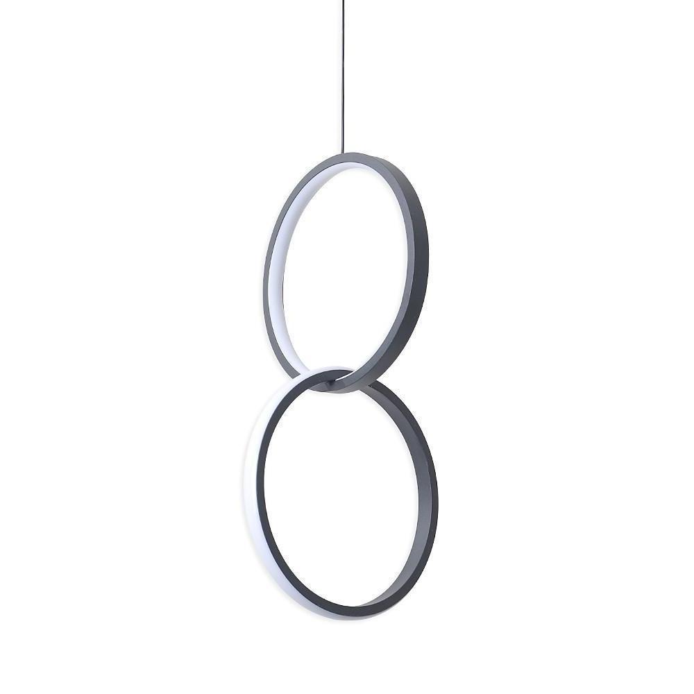 Modern Interlocking Double Ring LED Pendant Light for Living Room and Bedroom Adjustable Height