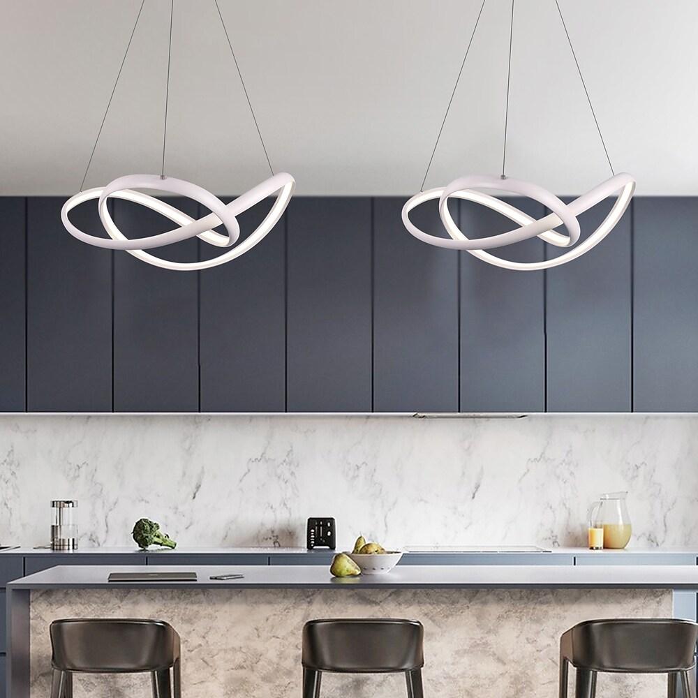 Modern Interweaving Curved LED Pendant Light Dimmable Adjustable Ceiling Hanging Lamp for Kitchen Island