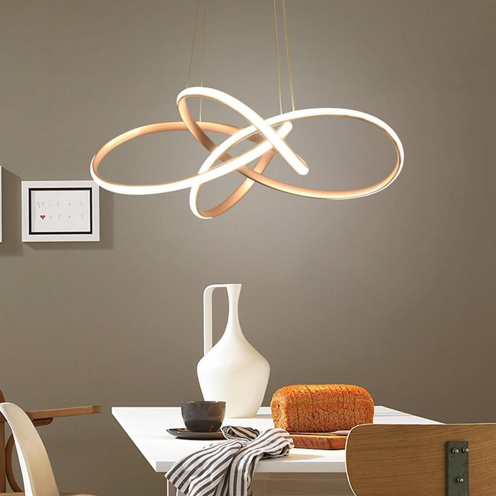 Modern Interweaving Wave LED Pendant Light Aluminum Acrylic Linear Chandelier for Living Room