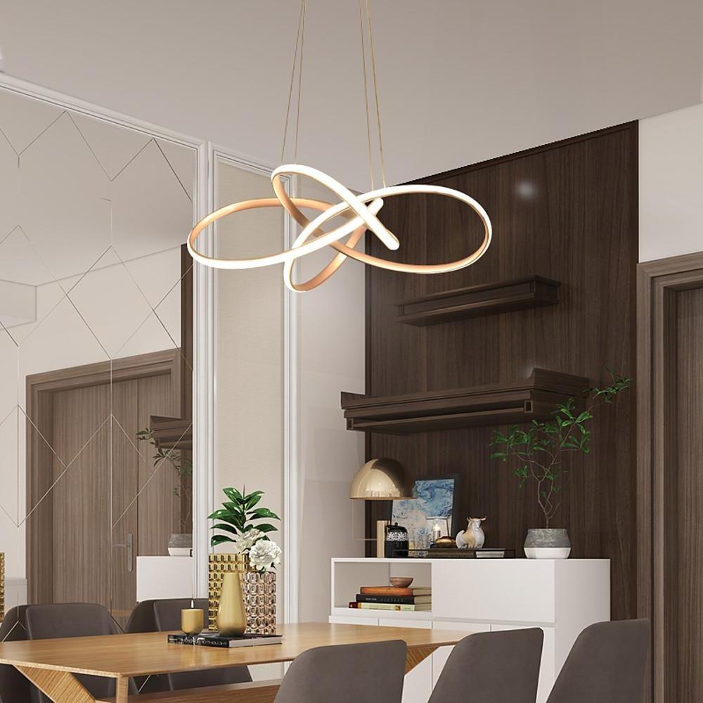Modern Interweaving Wave LED Pendant Light Aluminum Acrylic Linear Chandelier for Living Room