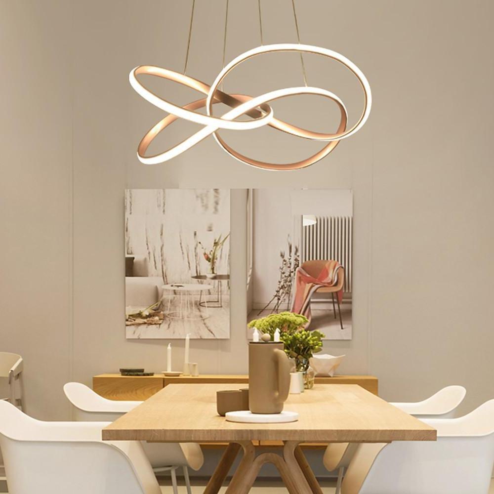 Modern Interweaving Wave LED Pendant Light Aluminum Acrylic Linear Chandelier for Living Room
