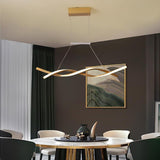 Modern Interwoven Wave LED Pendant Light Gold and Gray Kitchen Island Hanging Lamp