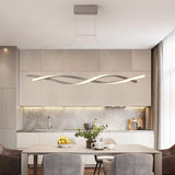 Modern Interwoven Wave LED Pendant Light Gold and Gray Kitchen Island Hanging Lamp