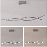Modern Interwoven Wave LED Pendant Light Gold and Gray Kitchen Island Hanging Lamp