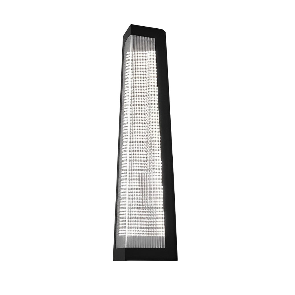 Modern IP65 Waterproof LED Outdoor Wall Sconce Black Stainless Steel Striped Acrylic Porch Light