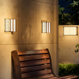 Modern IP65 Waterproof Solar Outdoor Wall Sconce Square Grid Stainless Steel Exterior Light