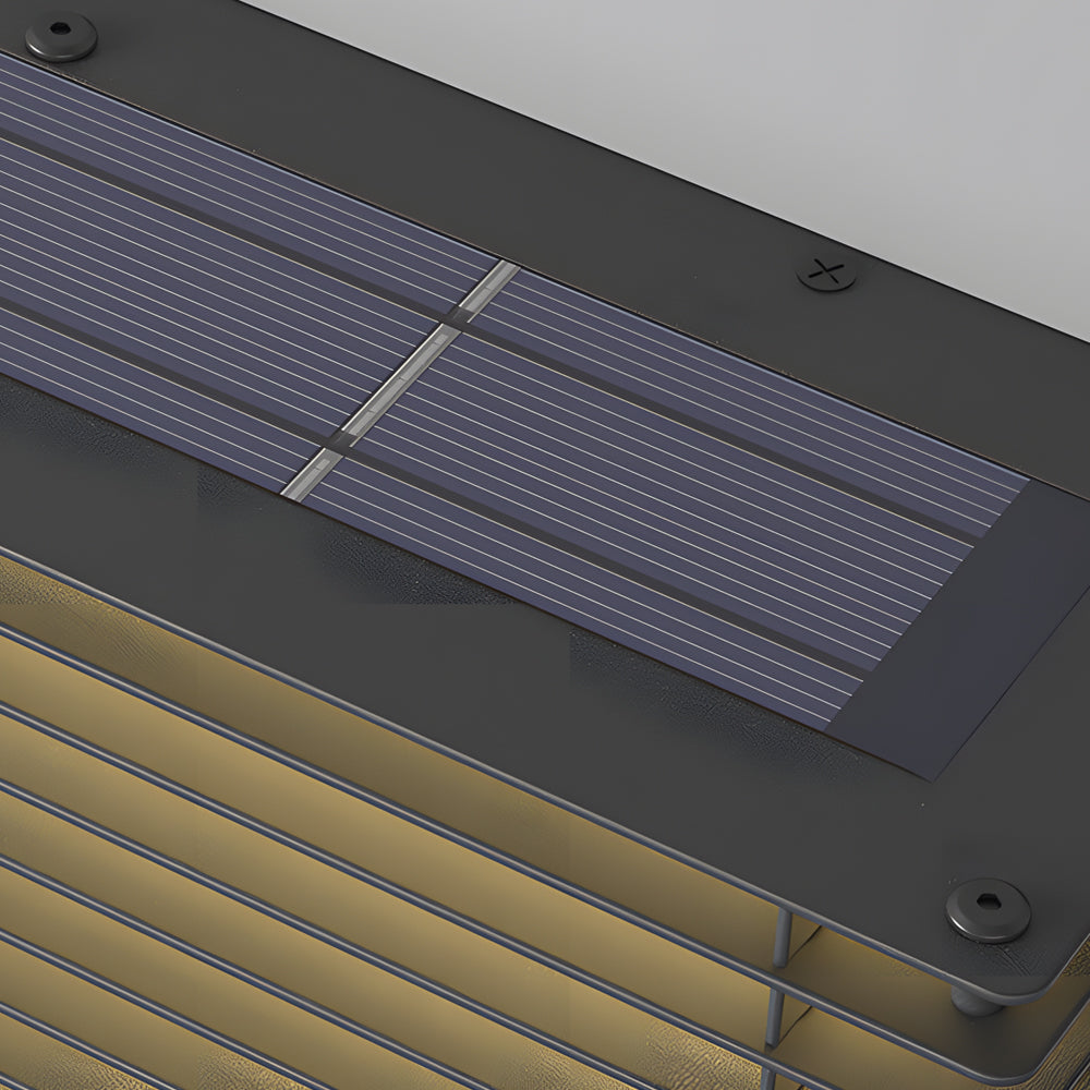 Modern IP65 Waterproof Solar Outdoor Wall Sconce Square Grid Stainless Steel Exterior Light