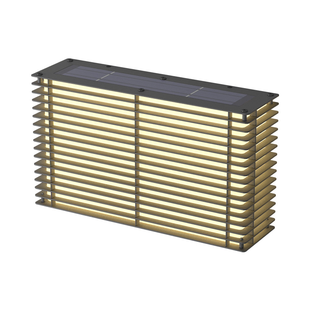 Modern IP65 Waterproof Solar Outdoor Wall Sconce Square Grid Stainless Steel Exterior Light