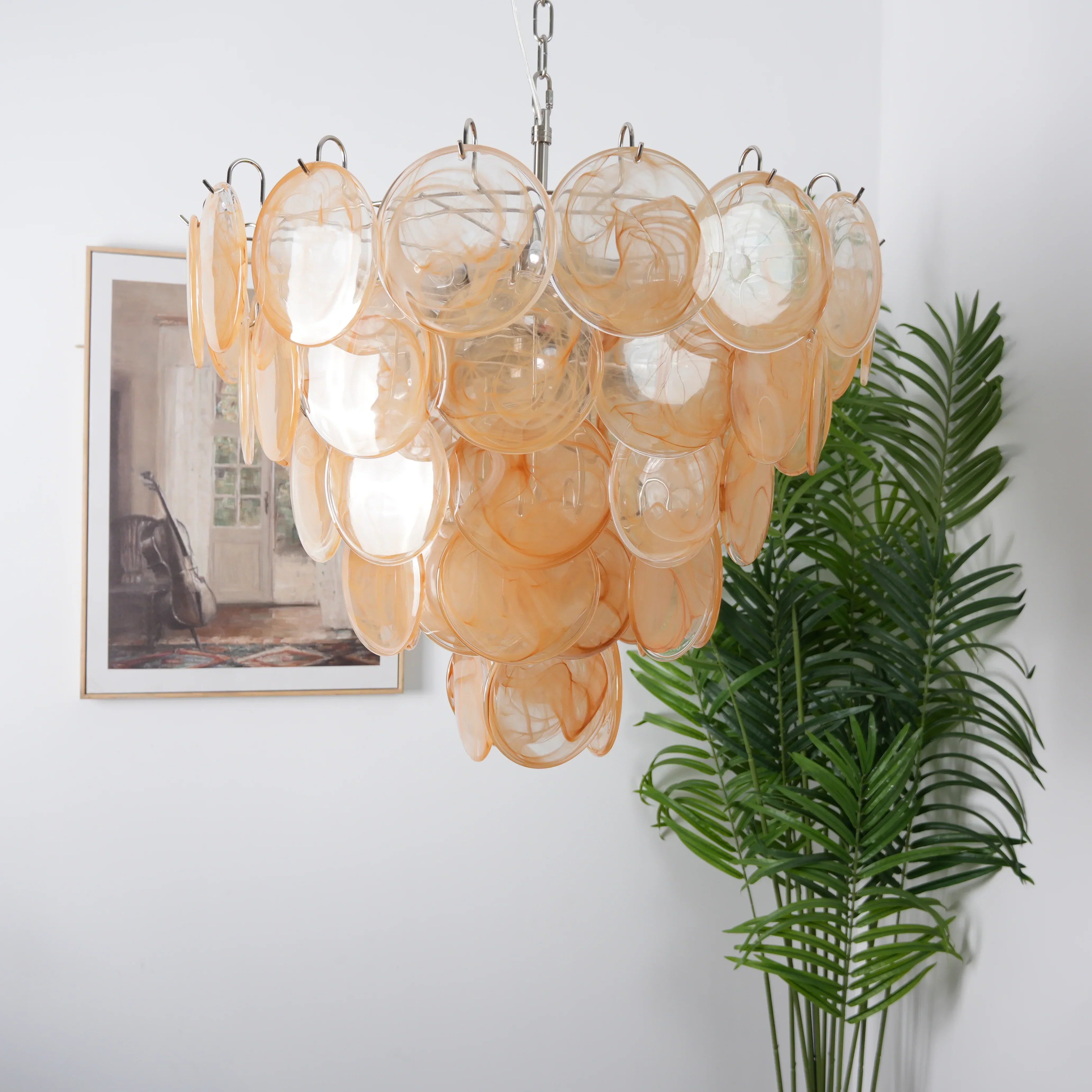 modern-iridescent-gold-murano-glass-disk-chandelier-for-luxury-interiors