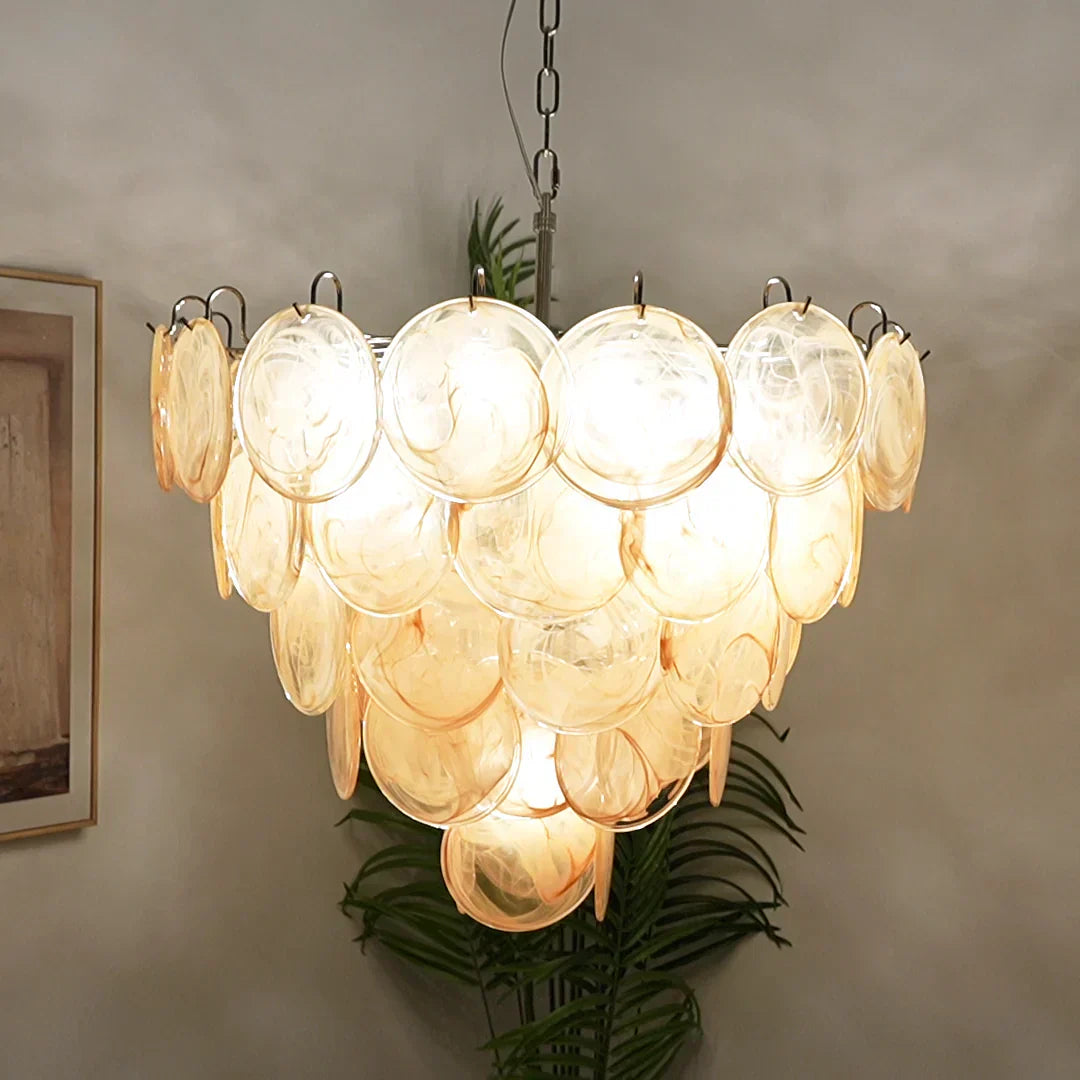 modern-iridescent-gold-murano-glass-disk-chandelier-for-luxury-interiors