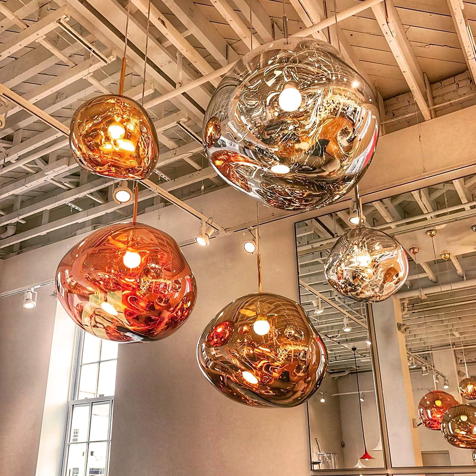 Modern Iridescent Melt Glass Lava Pendant Light for Contemporary Home Interiors