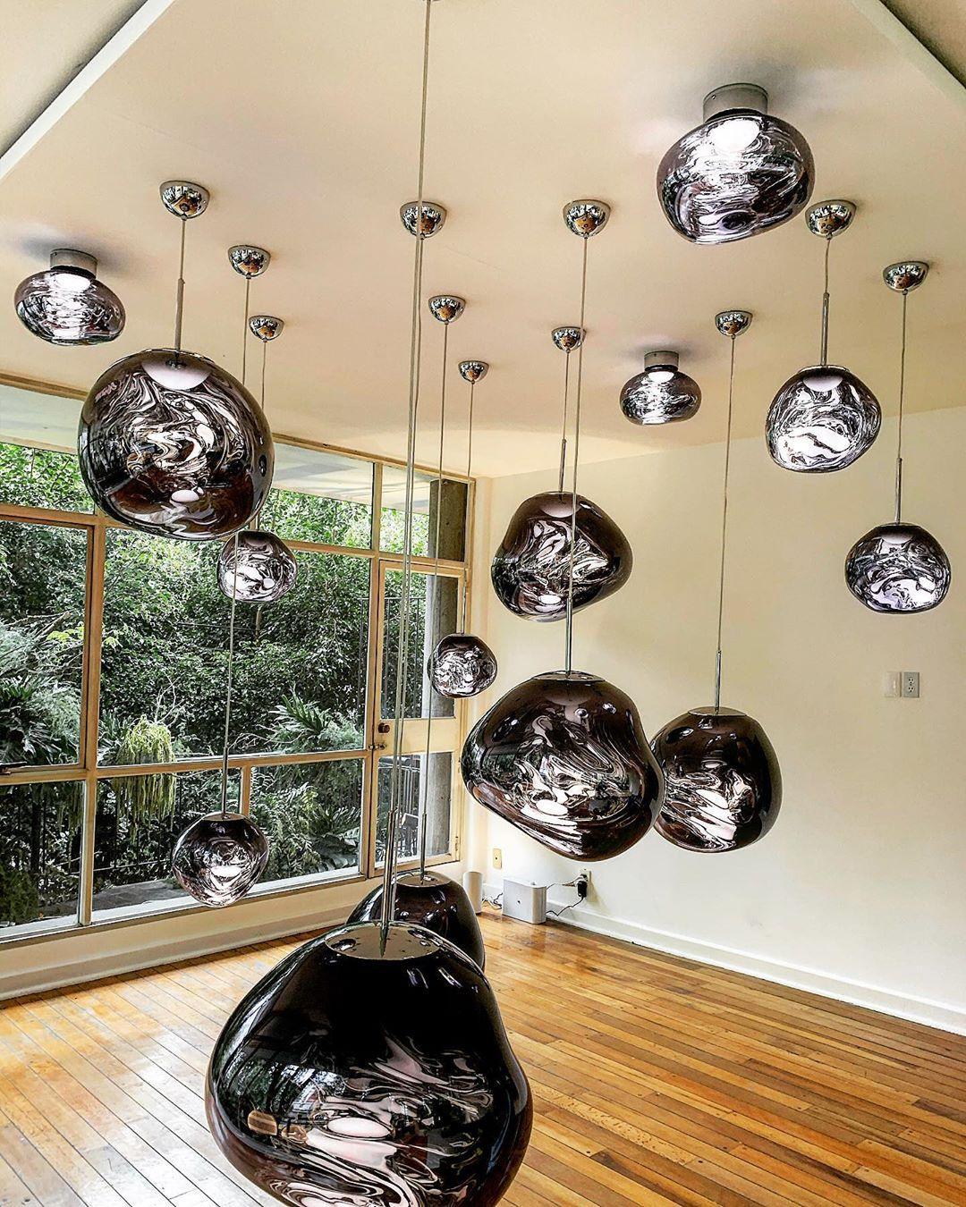 Modern Iridescent Melt Glass Lava Pendant Light for Contemporary Home Interiors