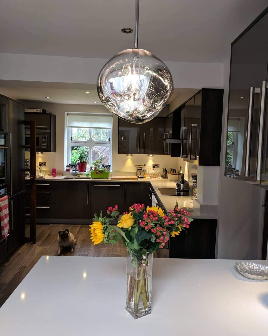 Modern Iridescent Melt Glass Lava Pendant Light for Contemporary Home Interiors