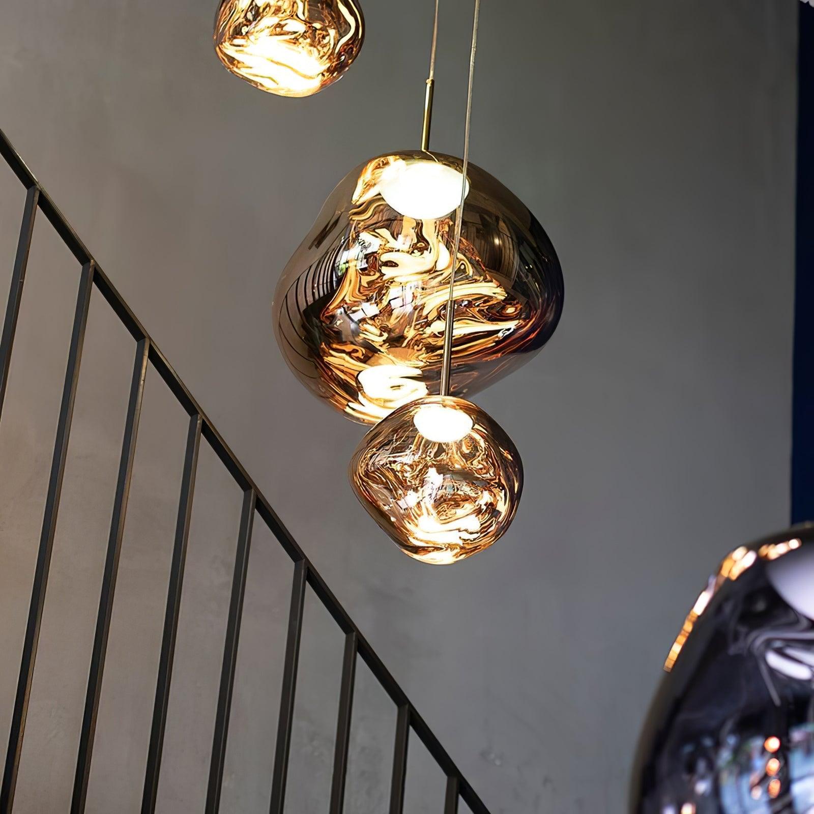 Modern Iridescent Melt Glass Lava Pendant Light for Contemporary Home Interiors