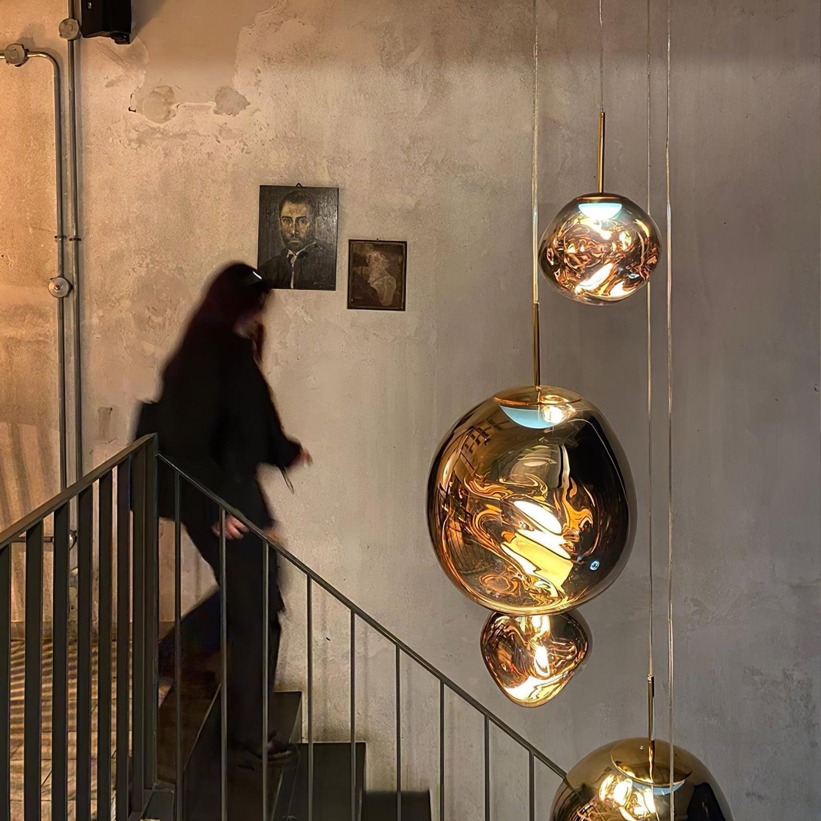 Modern Iridescent Melt Glass Lava Pendant Light for Contemporary Home Interiors