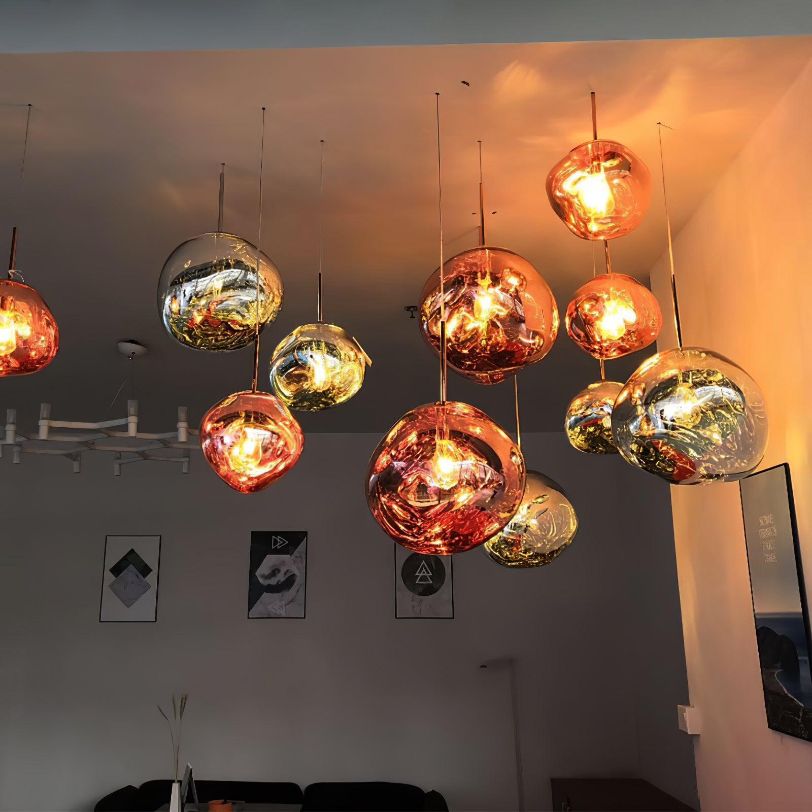 Modern Iridescent Melt Glass Lava Pendant Light for Contemporary Home Interiors
