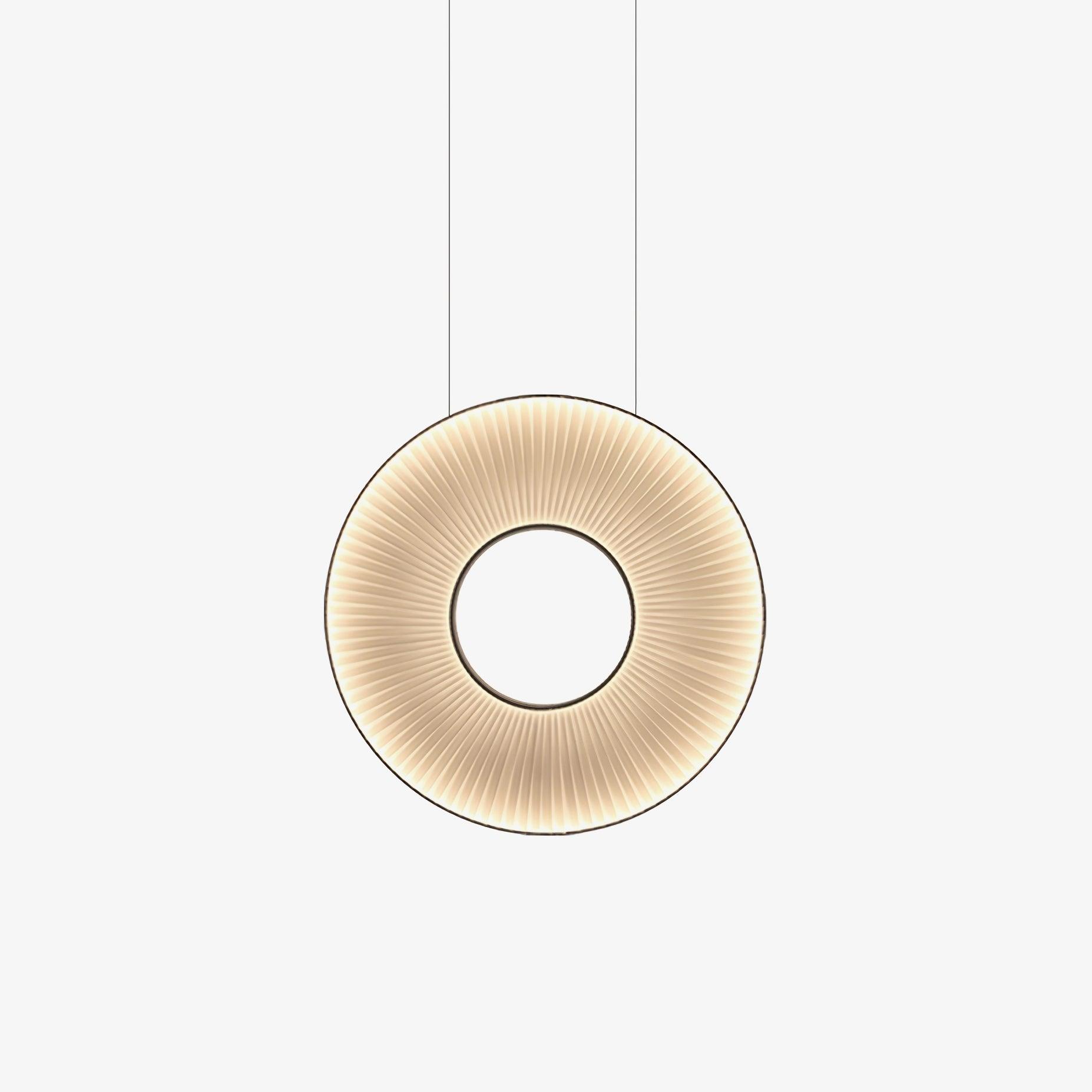 Modern Iris LED Pendant Light with White Fabric Shade and Adjustable Cable for Indoor Lighting