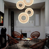 Modern Iris LED Pendant Light with White Fabric Shade and Adjustable Cable for Indoor Lighting