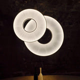 Modern Iris LED Pendant Light with White Fabric Shade and Adjustable Cable for Indoor Lighting