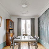 Modern Iris LED Pendant Light with White Fabric Shade and Adjustable Cable for Indoor Lighting