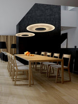 Modern Iris LED Pendant Light with White Fabric Shade and Adjustable Cable for Indoor Lighting