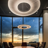 Modern Iris LED Pendant Light with White Fabric Shade and Adjustable Cable for Indoor Lighting