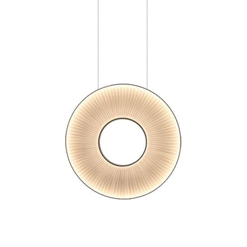 Modern Iris LED Pendant Light with White Fabric Shade and Adjustable Cable for Indoor Lighting