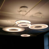 Modern Iris LED Pendant Light with White Fabric Shade and Adjustable Cable for Indoor Lighting