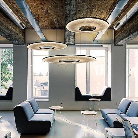 Modern Iris LED Pendant Light with White Fabric Shade and Adjustable Cable for Indoor Lighting