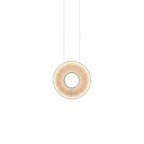 Modern Iris LED Pendant Light with White Fabric Shade and Adjustable Cable for Indoor Lighting