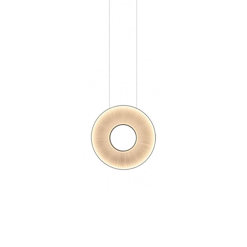 Modern Iris LED Pendant Light with White Fabric Shade and Adjustable Cable for Indoor Lighting