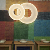 Modern Iris LED Pendant Light with White Fabric Shade and Adjustable Cable for Indoor Lighting