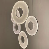 Modern Iris LED Pendant Light with White Fabric Shade and Adjustable Cable for Indoor Lighting
