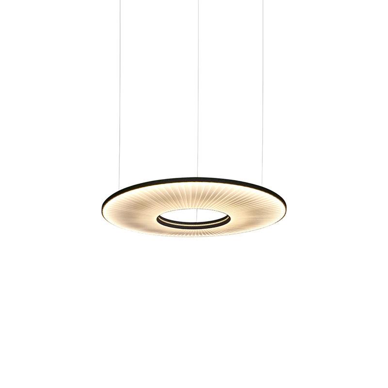 Modern Iris LED Pendant Light with White Fabric Shade and Adjustable Cable for Indoor Lighting