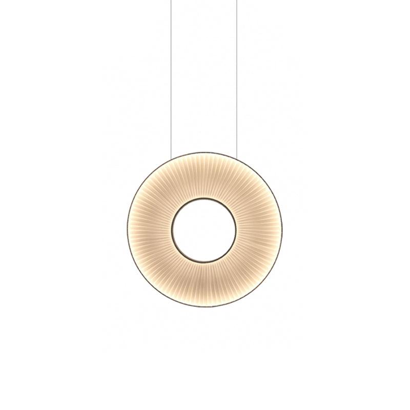 Modern Iris LED Pendant Light with White Fabric Shade and Adjustable Cable for Indoor Lighting
