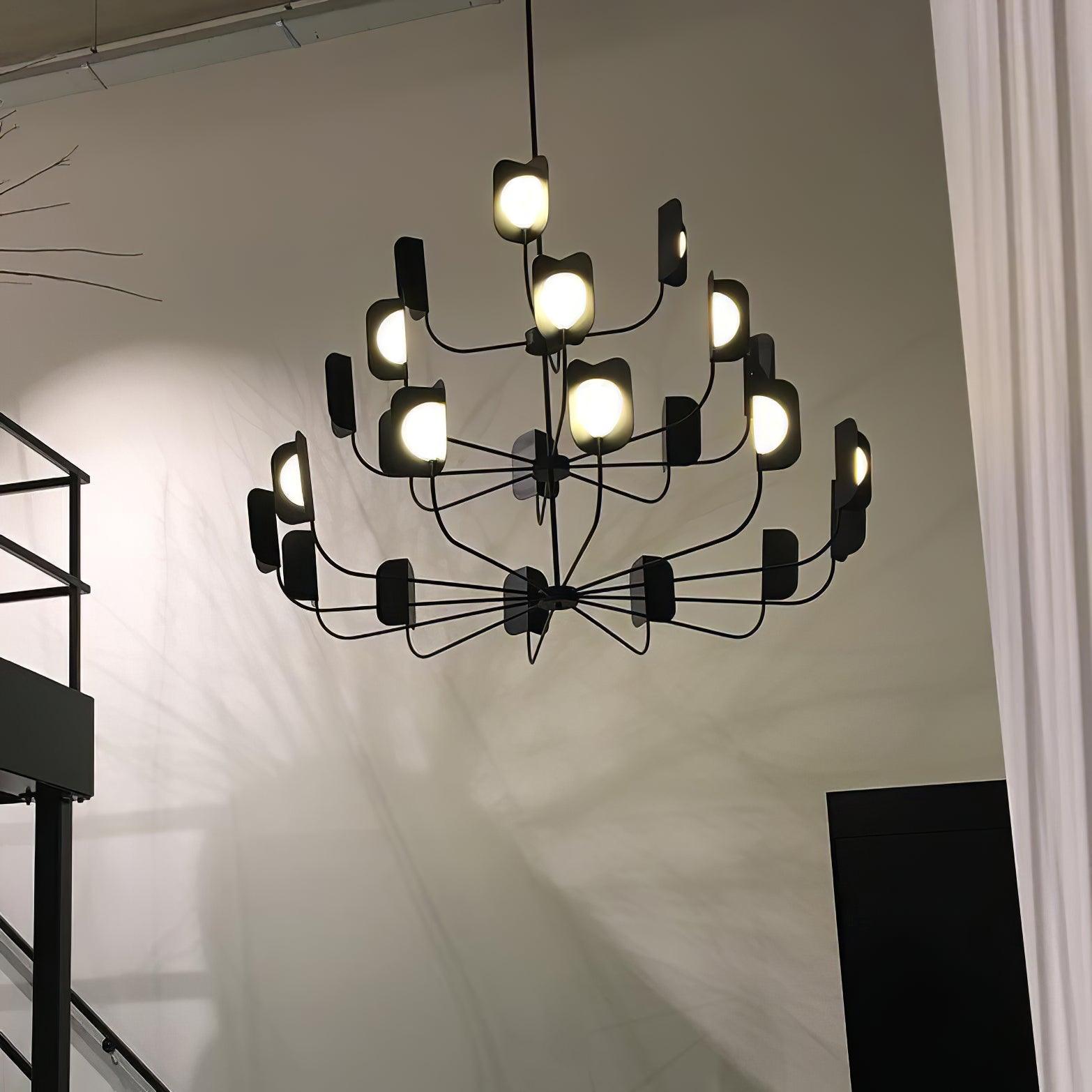 Modern Iron Leaf Chandelier Hand Forged Nature Inspired Gasolier Pendant Light