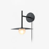 Modern Iron Plug In Wall Sconce with Frosted Glass Shade for Bedroom and Living Room