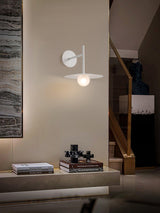 Modern Iron Plug In Wall Sconce with Frosted Glass Shade for Bedroom and Living Room