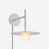 Modern Iron Plug In Wall Sconce with Frosted Glass Shade for Bedroom and Living Room