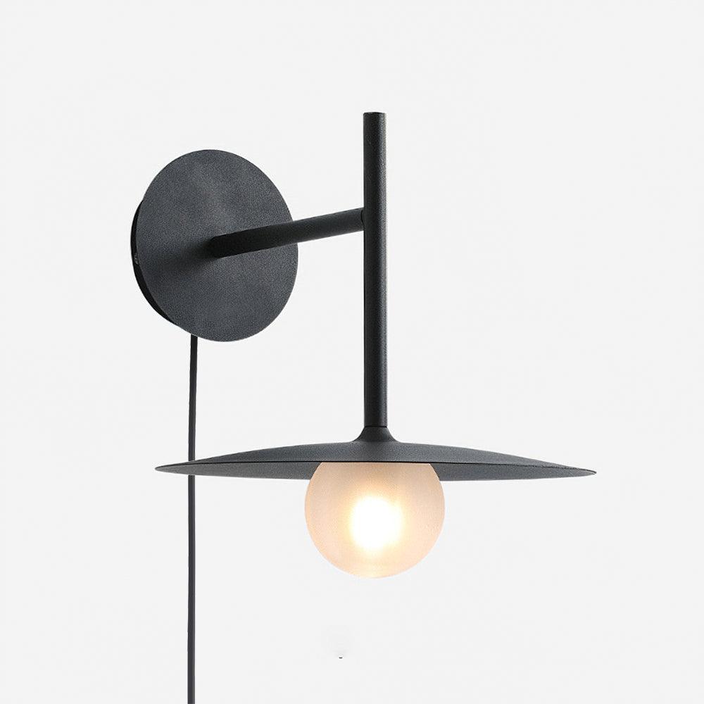 Modern Iron Plug In Wall Sconce with Frosted Glass Shade for Bedroom and Living Room