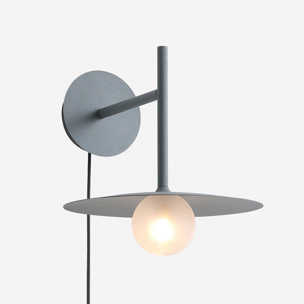Modern Iron Plug In Wall Sconce with Frosted Glass Shade for Bedroom and Living Room